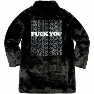 HYSTERIC GLAMOUR Fuck You Faux Fur Coat Fall Winter 2017 Supreme