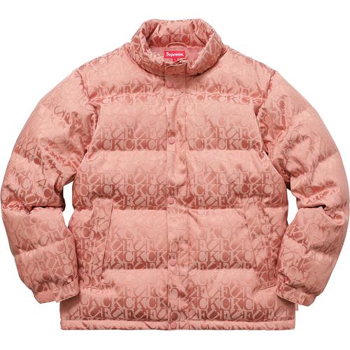 Fuck Jacquard Puffy Jacket Fall Winter 2017 Supreme