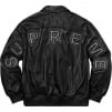 Thumbnail for Studded Arc Logo Leather Jacket