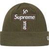 Supreme New Era Cross Box Logo Beanie (FW20) - Light Olive