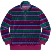 Thumbnail for Stripe Velour Half Zip Pullover