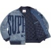 Thumbnail for Washed Knockout Denim Varsity Jacket