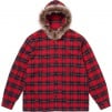 Thumbnail for Fur Trim Flannel Hooded Shirt