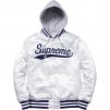 Thumbnail for Hooded Satin Varsity Jacket