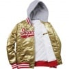 Thumbnail for Hooded Satin Varsity Jacket