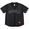 Supreme Rhinestone Stripe Baseball Jersey Black