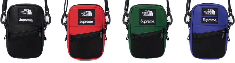 supreme the north face leather shoulder bag red