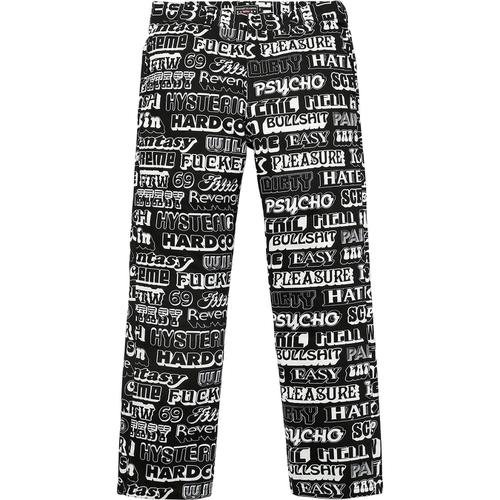 Details on Supreme HYSTERIC GLAMOUR Text Work Pant None from fall winter
                                                    2017 (Price is $158)