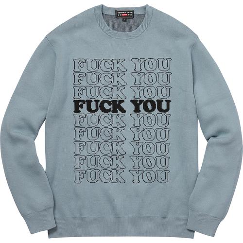 HYSTERIC GLAMOUR Fuck You Sweater - fall winter 2017 - Supreme