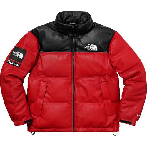 Supreme x THE NORTH FACE Red Premium Leather Nuptse Jacket size S Small  rare NEW