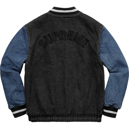 Details on Denim Varsity Jacket None from spring summer
                                                    2018 (Price is $178)