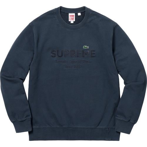 Details on Supreme LACOSTE Crewneck None from spring summer
                                                    2018 (Price is $148)