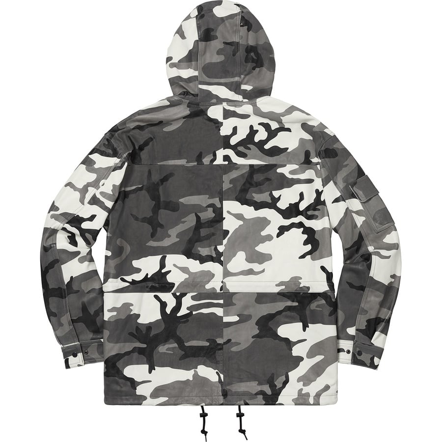 Details on Leather Anorak Snow Camo from fall winter
                                                    2018 (Price is $698)