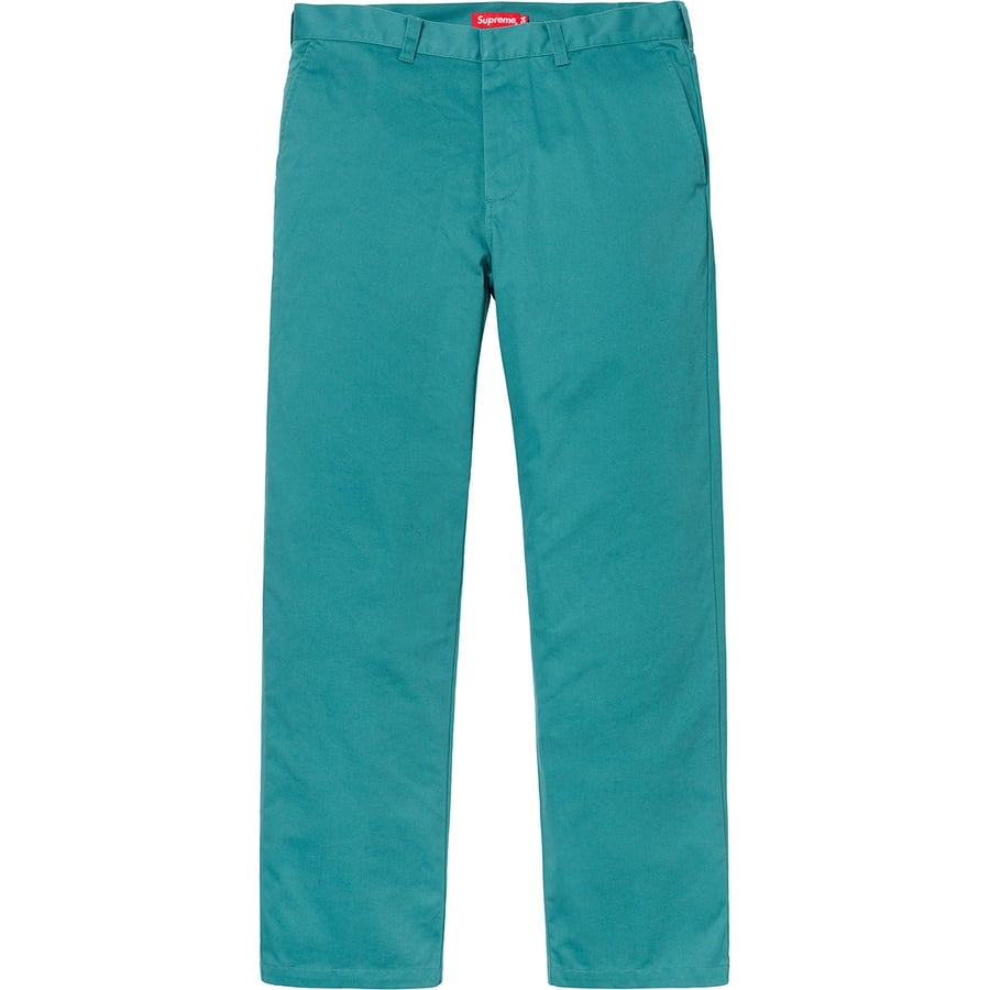 Details on Work Pant Dusty Teal from fall winter
                                                    2018 (Price is $118)