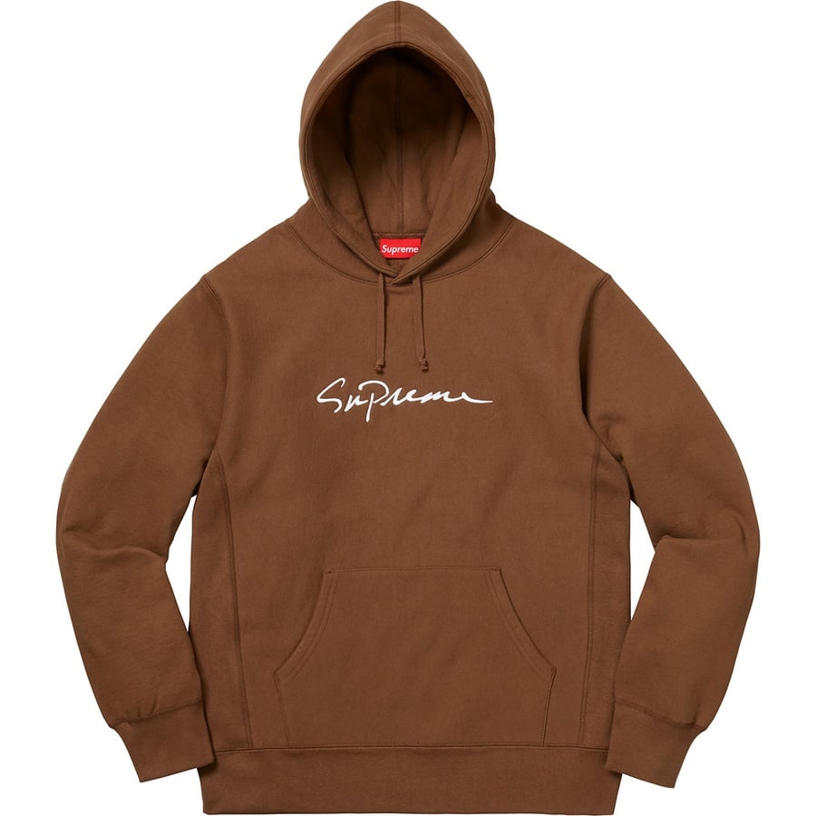 Details on Classic Script Hooded Sweatshirt Brown from fall winter
                                                    2018 (Price is $168)