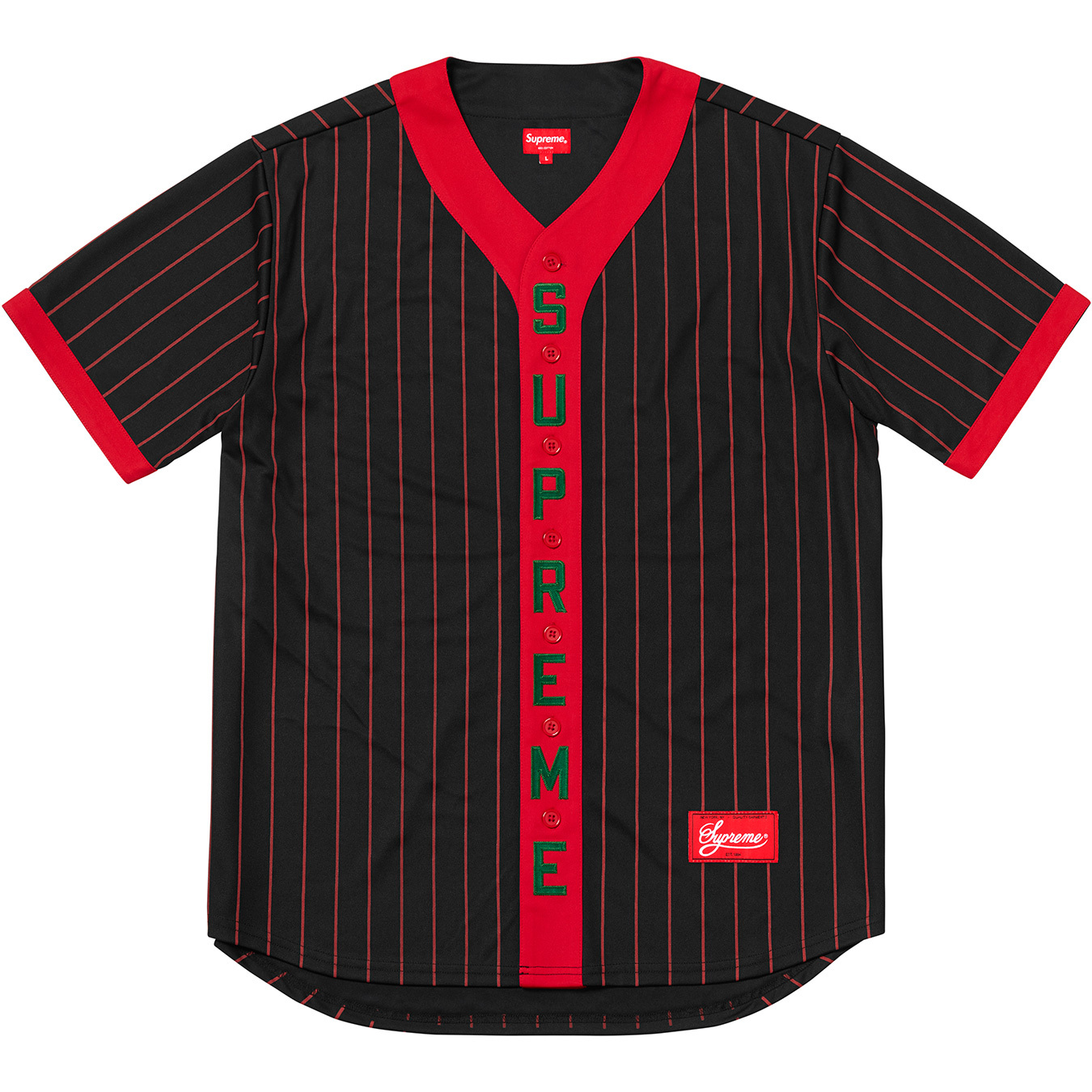 Supreme Vertical Logo Baseball Jersey　黒S