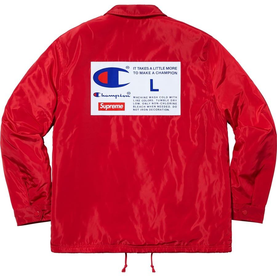 Details on Supreme Champion Label Coaches Jacket Red from fall winter
                                                    2018 (Price is $168)