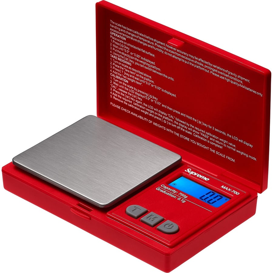 Details on Supreme AWS MAX-700 Digital Scale Red from fall winter
                                                    2018 (Price is $36)