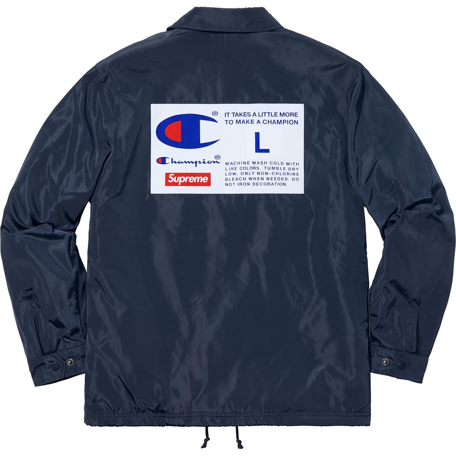Details on Supreme Champion Label Coaches Jacket Navy from fall winter
                                                    2018 (Price is $168)