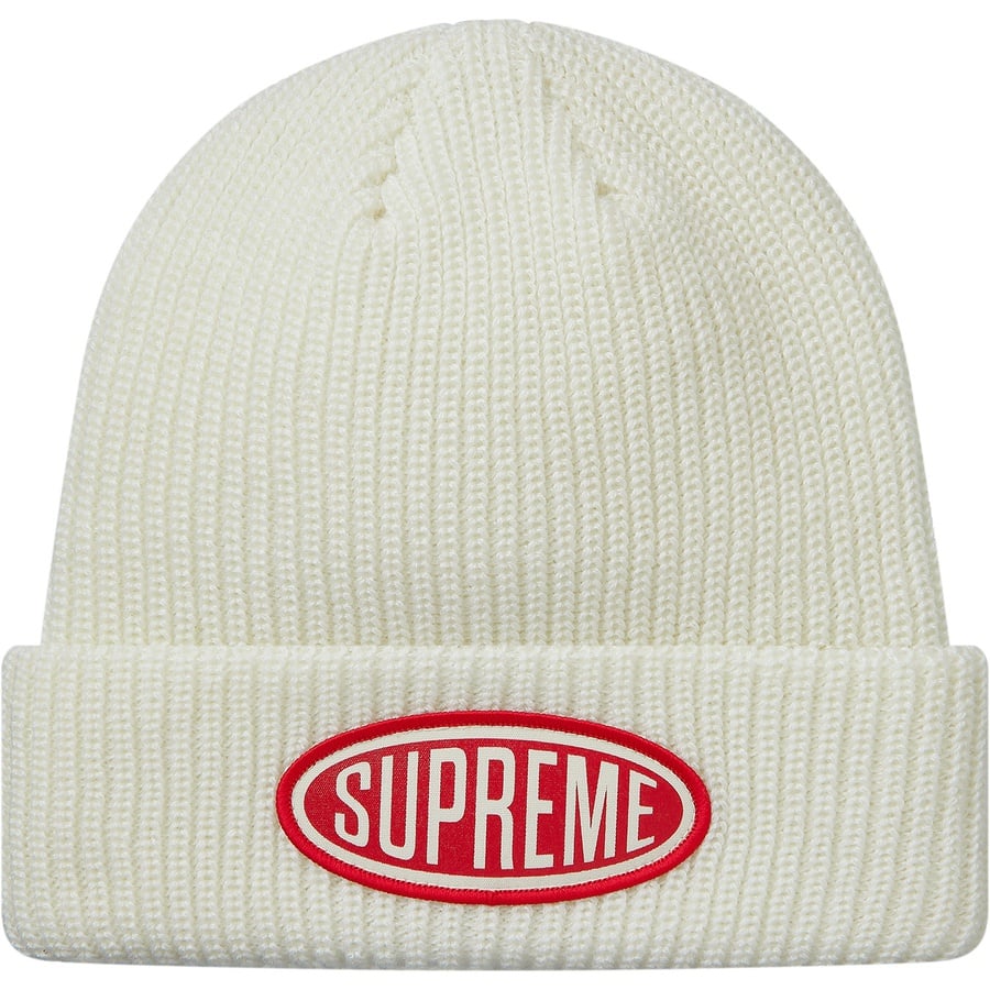 Details on Oval Patch Beanie White from fall winter
                                                    2018 (Price is $36)