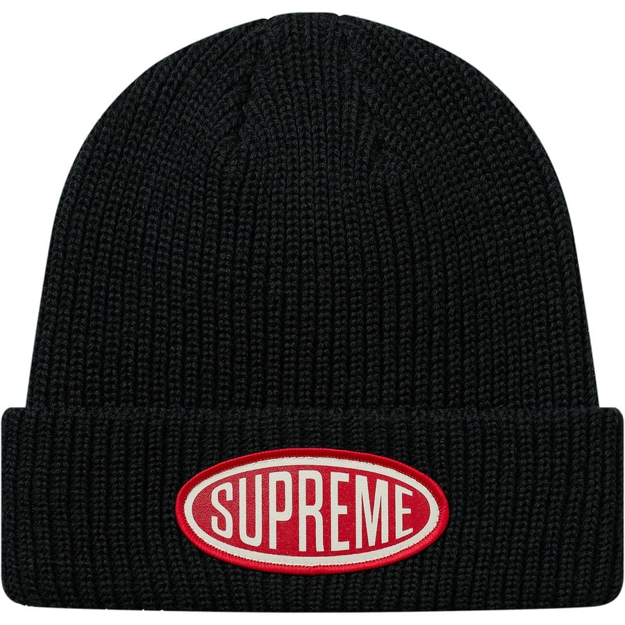 Details on Oval Patch Beanie Black from fall winter
                                                    2018 (Price is $36)