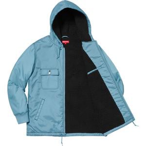 sherpa lined nylon zip up jacket