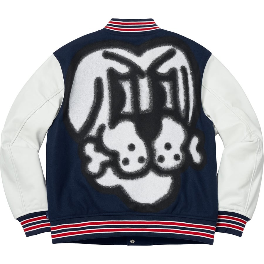 Details on Bone Varsity Jacket Navy from fall winter
                                                    2018 (Price is $438)