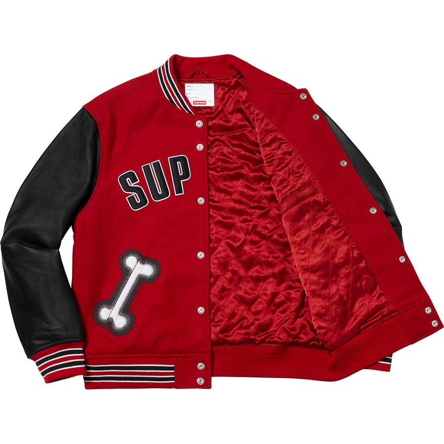 Details on Bone Varsity Jacket Red from fall winter
                                                    2018 (Price is $438)