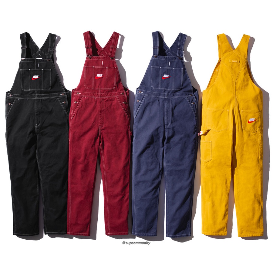 Details on Supreme Nike Cotton Twill Overalls from fall winter
                                            2018 (Price is $198)