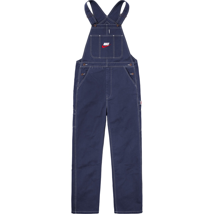 Details on Supreme Nike Cotton Twill Overalls Navy from fall winter
                                                    2018 (Price is $198)