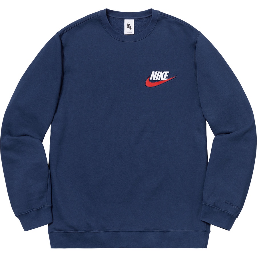 Details on Supreme Nike Crewneck Navy from fall winter
                                                    2018 (Price is $128)