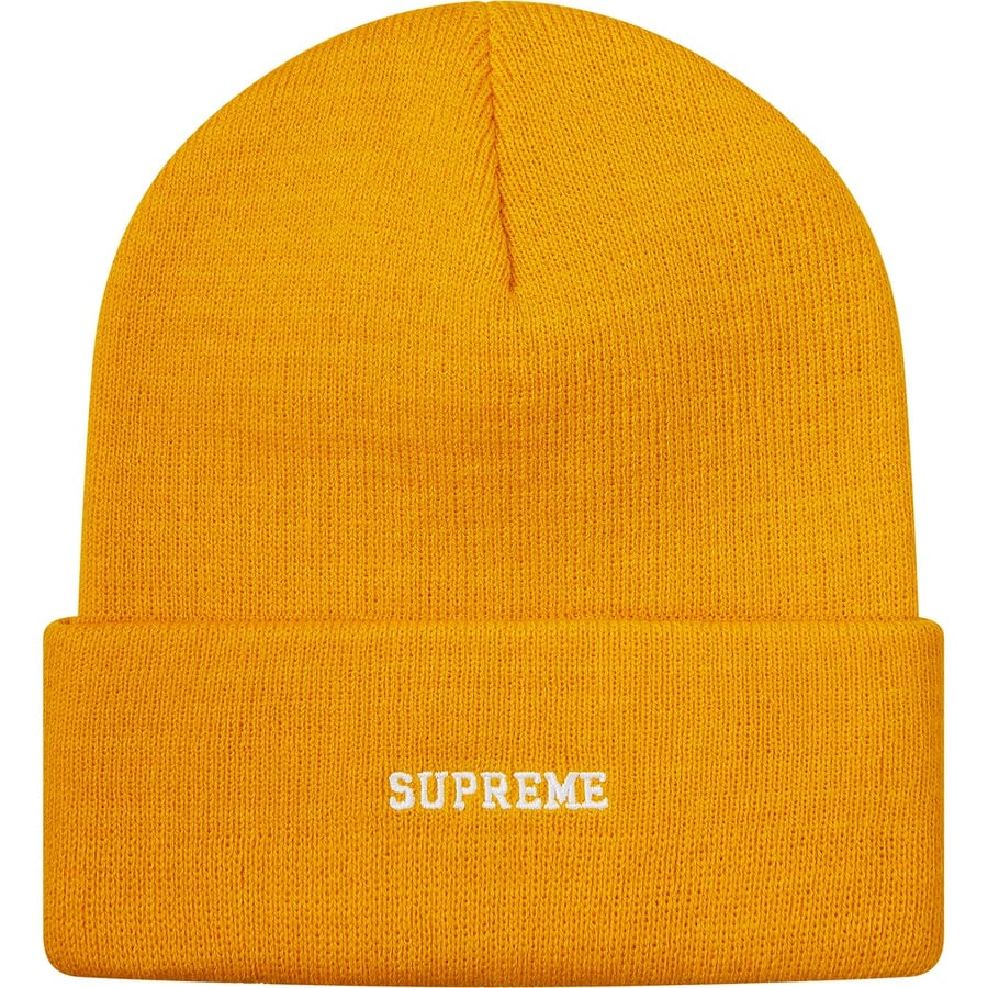 Details on Supreme Nike Beanie Mustard from fall winter
                                                    2018 (Price is $38)