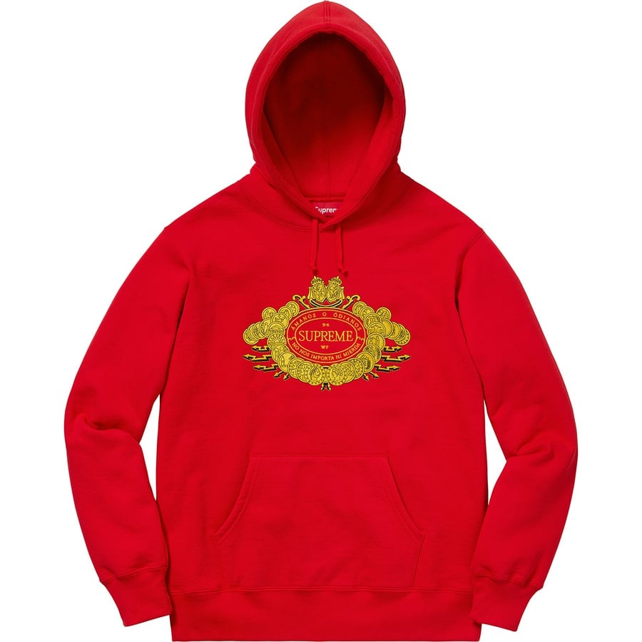 Details on Love or Hate Hooded Sweatshirt Red from fall winter
                                                    2018 (Price is $168)