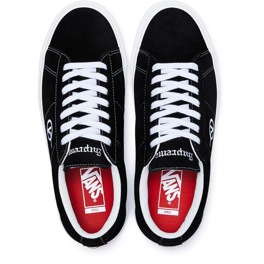 Details on Supreme Vans Sid Pro Black from fall winter
                                                    2018 (Price is $110)