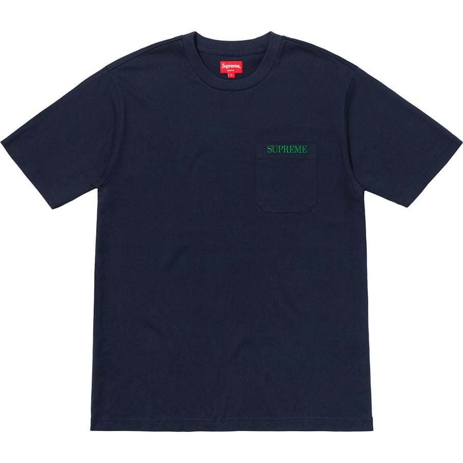Details on Embroidered Pocket Tee Navy from fall winter
                                                    2018 (Price is $78)