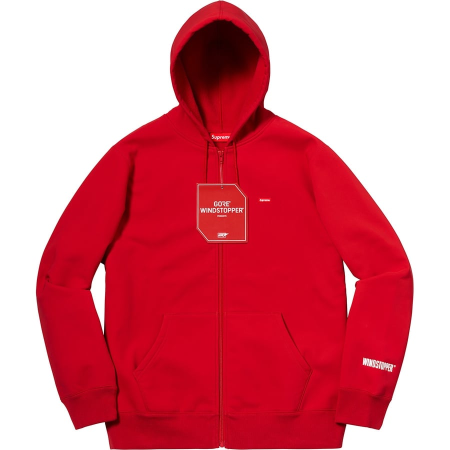 Details on WINDSTOPPER Zip Up Hooded Sweatshirt Red from fall winter
                                                    2018 (Price is $228)