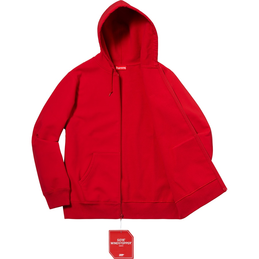 Details on WINDSTOPPER Zip Up Hooded Sweatshirt Red from fall winter
                                                    2018 (Price is $228)