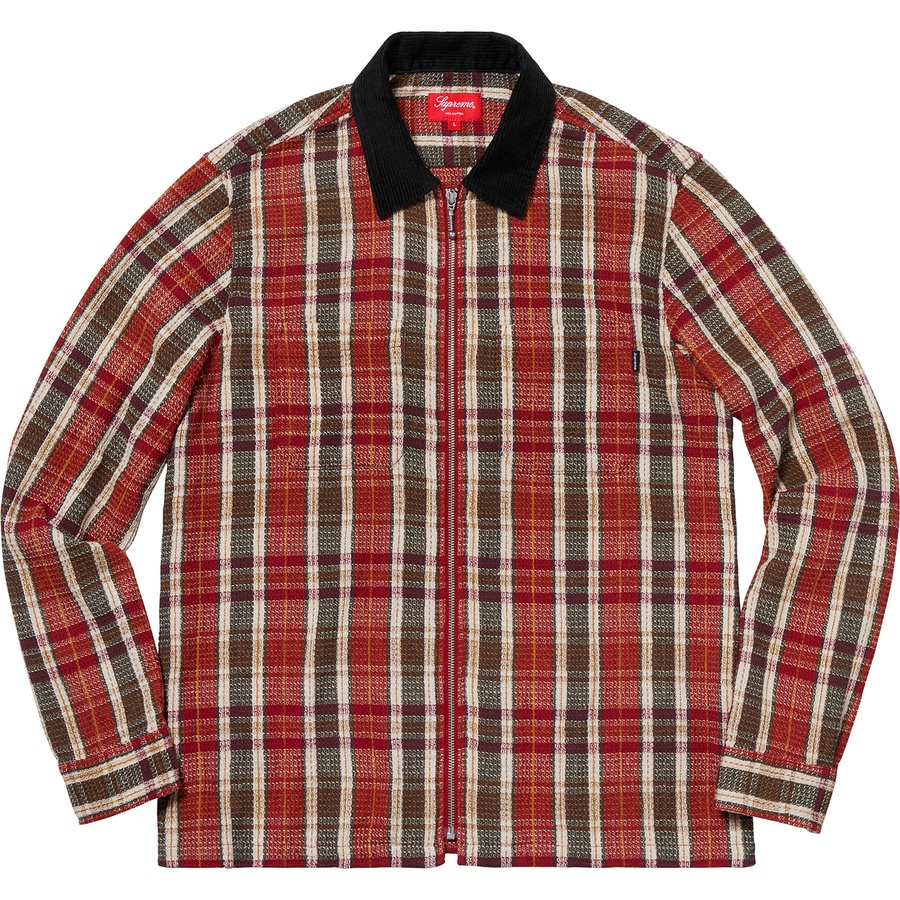 Details on Plaid Thermal Zip Up Shirt Dusty Red from fall winter
                                                    2018 (Price is $128)