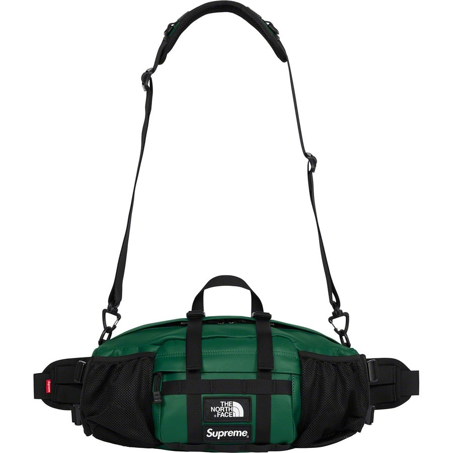 Details on Supreme The North Face Leather Mountain Waist Bag Dark Green from fall winter
                                                    2018 (Price is $198)