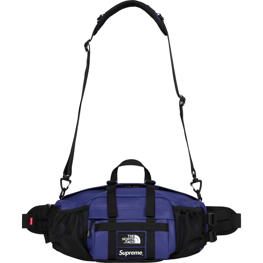 Details on Supreme The North Face Leather Mountain Waist Bag Royal from fall winter
                                                    2018 (Price is $198)