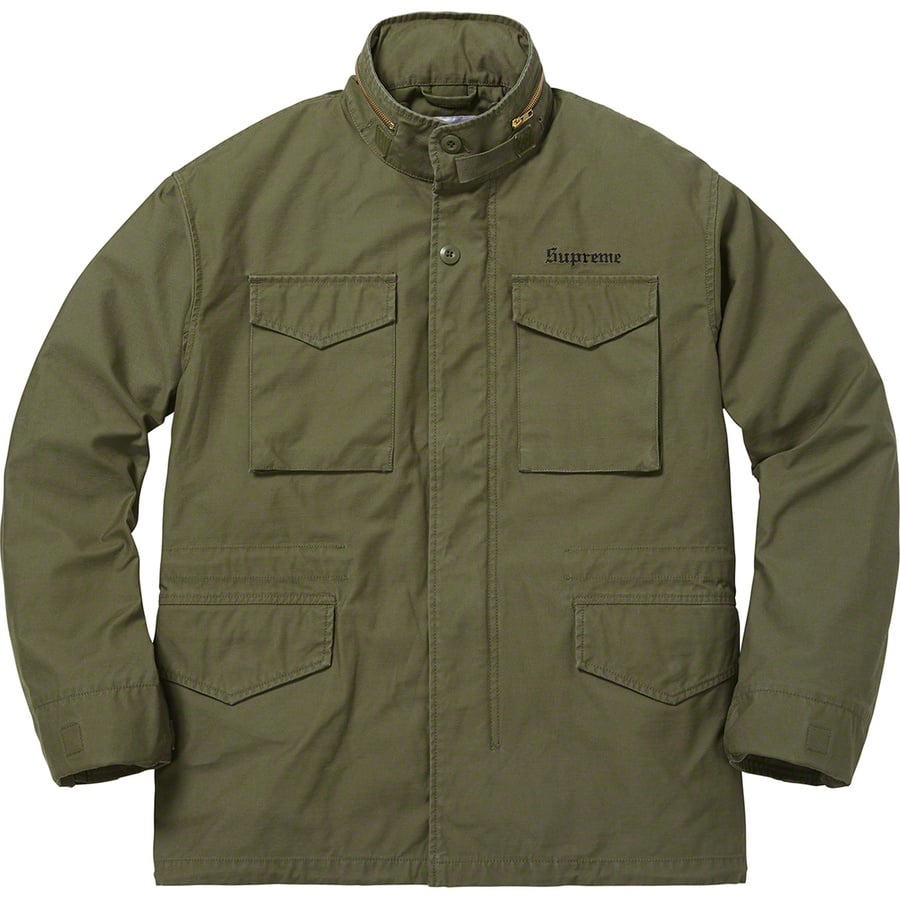 Details on The Killer M-65 Jacket Olive from fall winter
                                                    2018 (Price is $388)
