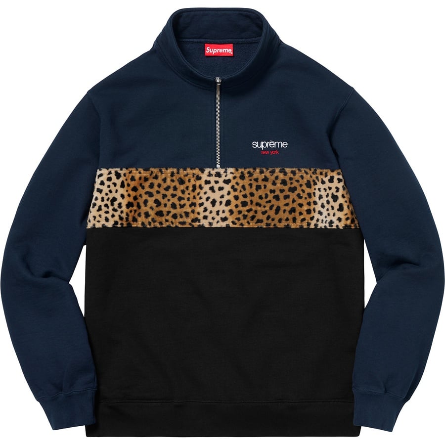 Details on Leopard Panel Half Zip Sweatshirt Navy from fall winter
                                                    2018 (Price is $158)