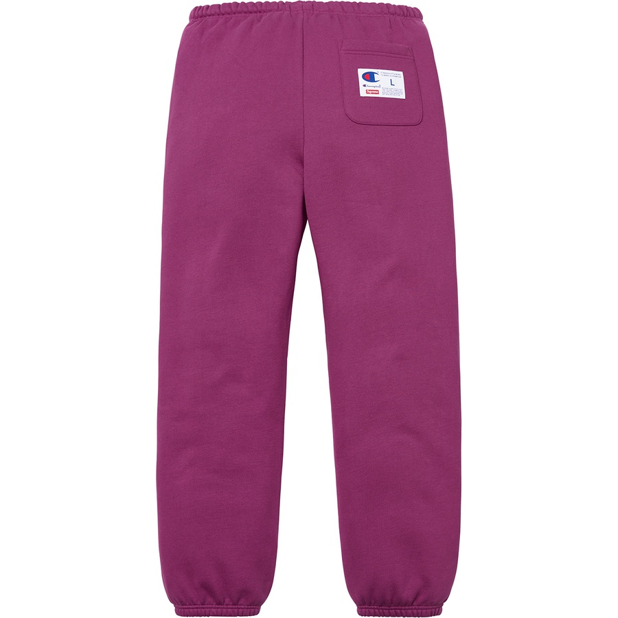 Details on Supreme Champion 3D Metallic Sweatpant Bright Purple from fall winter
                                                    2018 (Price is $148)