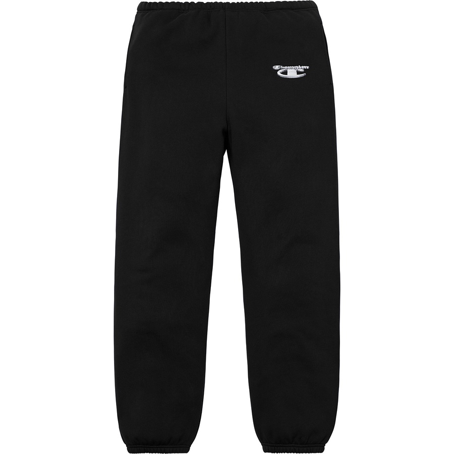 Details on Supreme Champion 3D Metallic Sweatpant Black from fall winter
                                                    2018 (Price is $148)