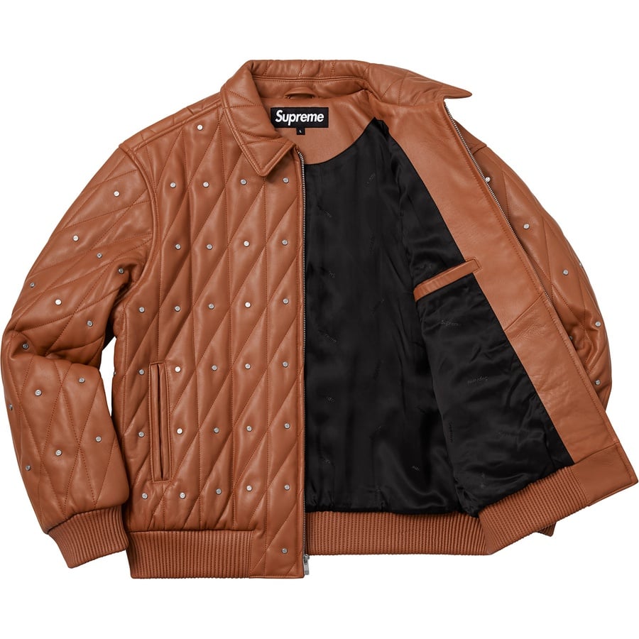 Details on Quilted Studded Leather Jacket Light Brown from fall winter
                                                    2018 (Price is $698)