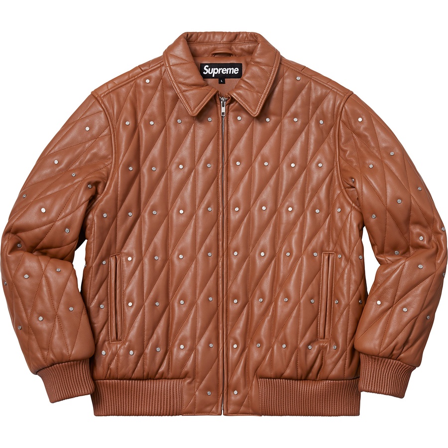 Details on Quilted Studded Leather Jacket Light Brown from fall winter
                                                    2018 (Price is $698)