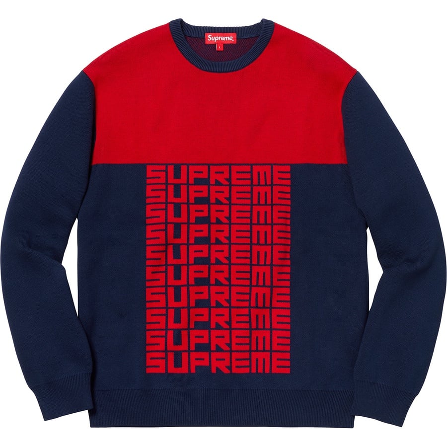 Details on Logo Repeat Sweater Navy from fall winter
                                                    2018 (Price is $148)