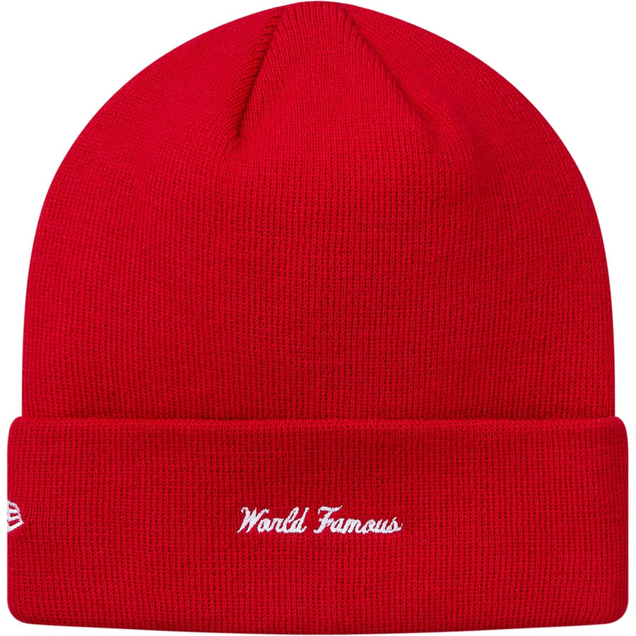 Details on New Era Box Logo Beanie Red from fall winter
                                                    2018 (Price is $38)