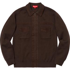 supreme corduroy detailed zip sweater