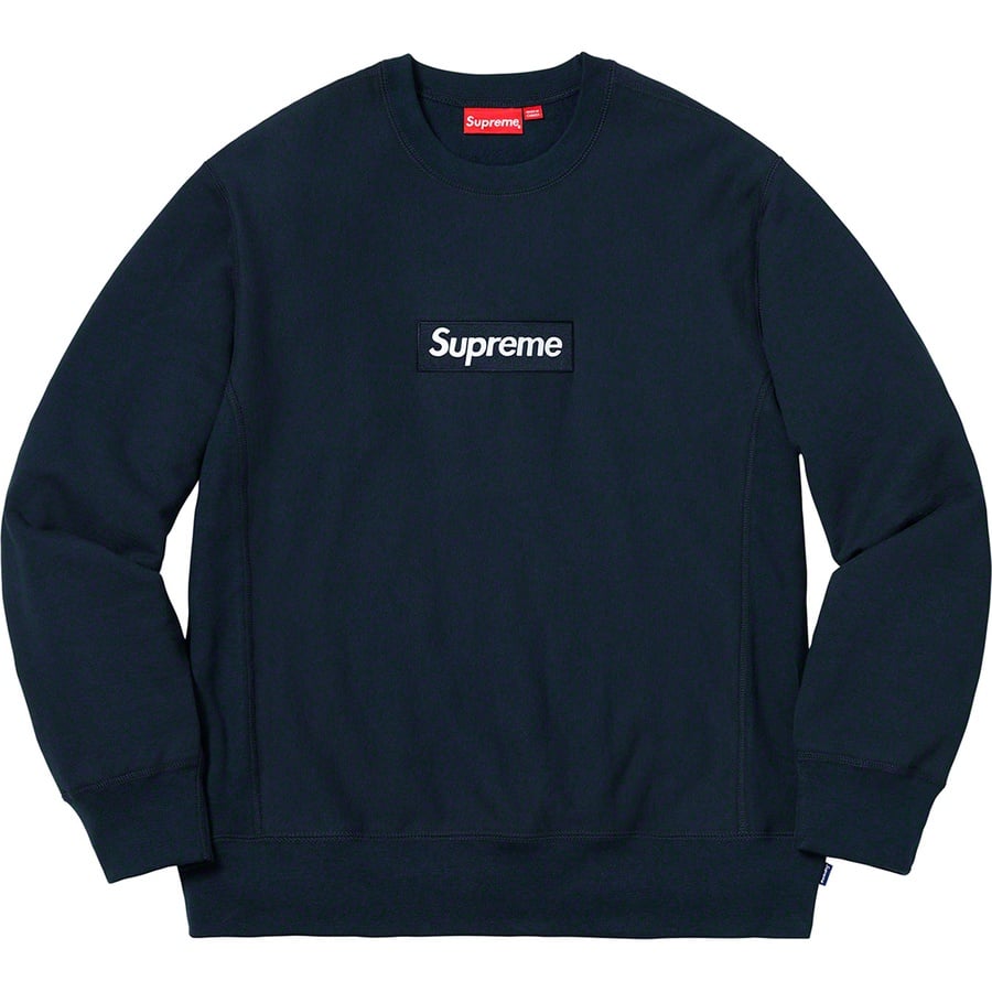 Details on Box Logo Crewneck Navy from fall winter
                                                    2018 (Price is $158)